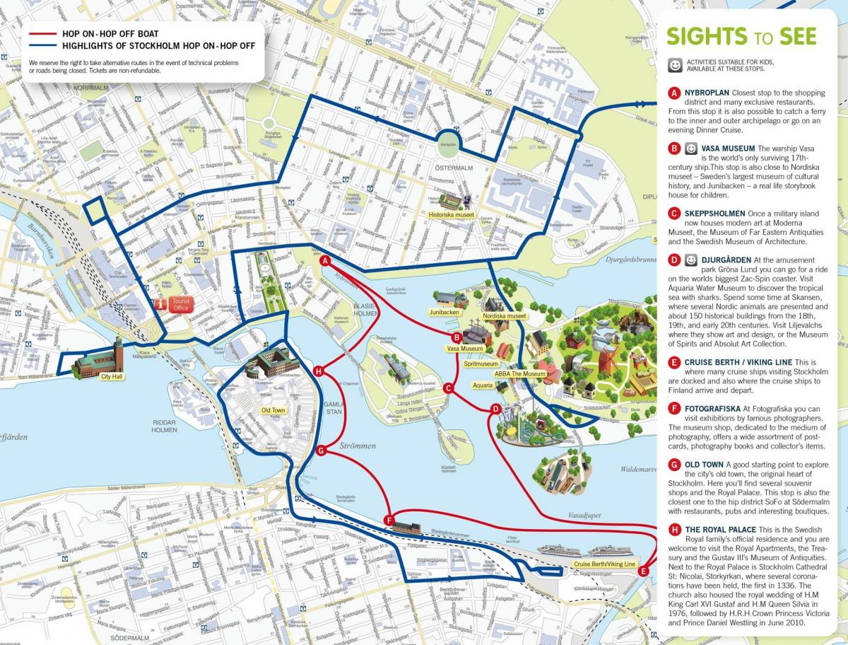 Stockholm hop-on-hop-off itsasontzi mapa