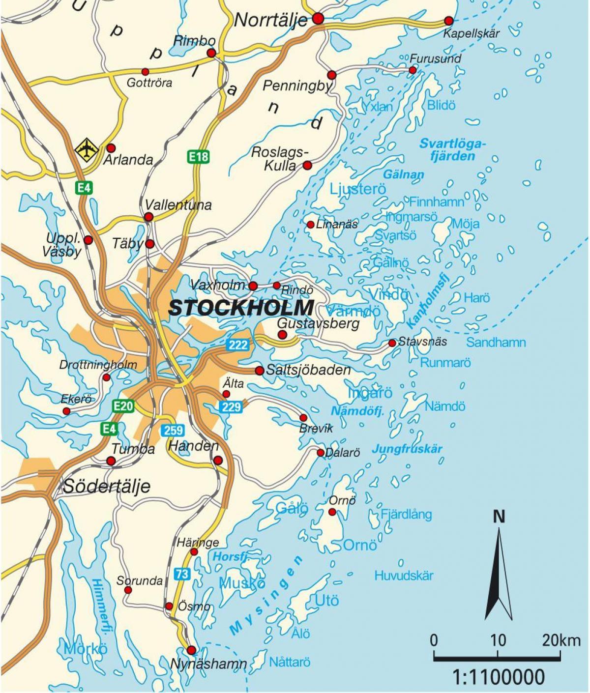 Stockholm, Suedia hiriaren mapa