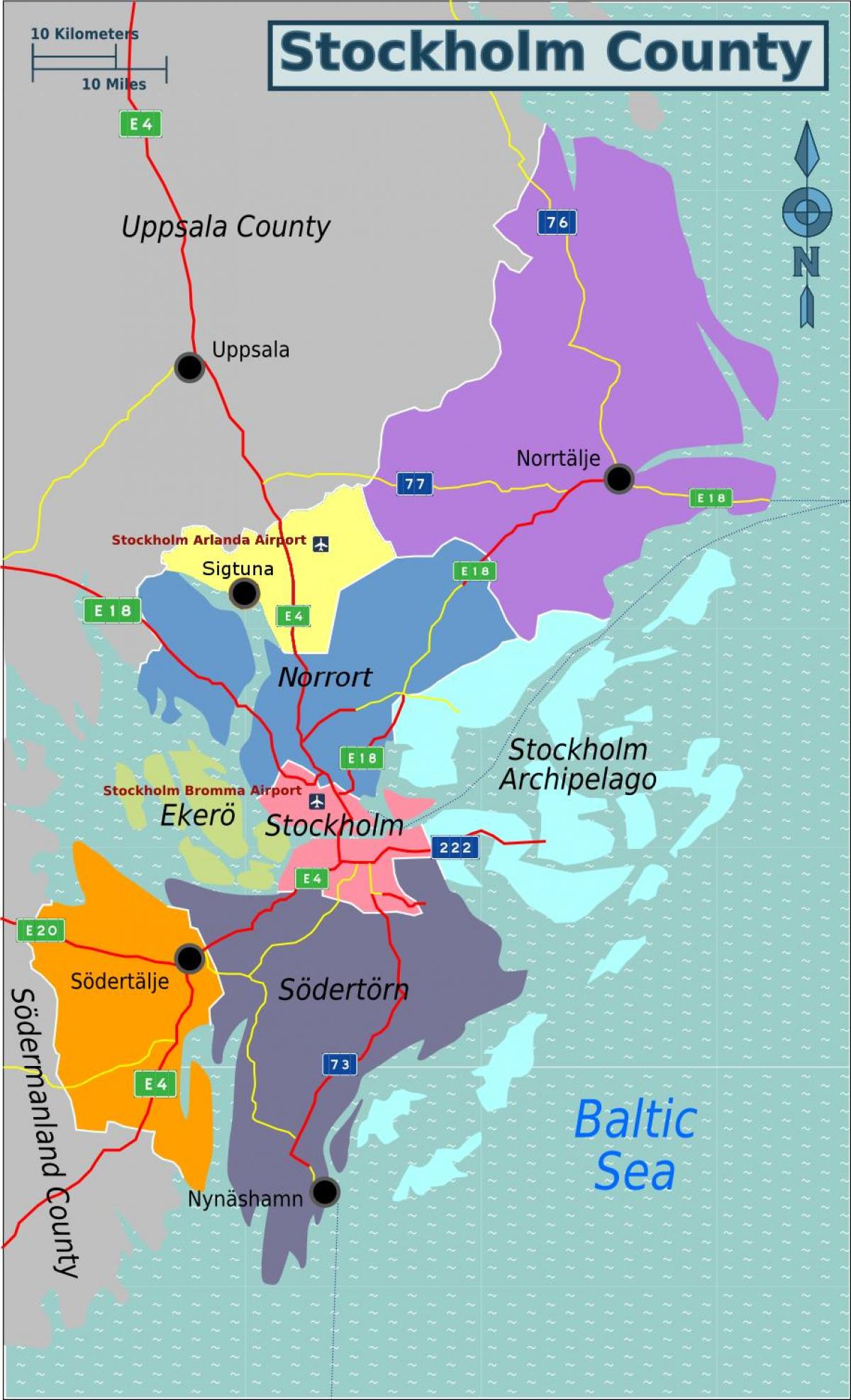 mapa Stockholm, Suedia area