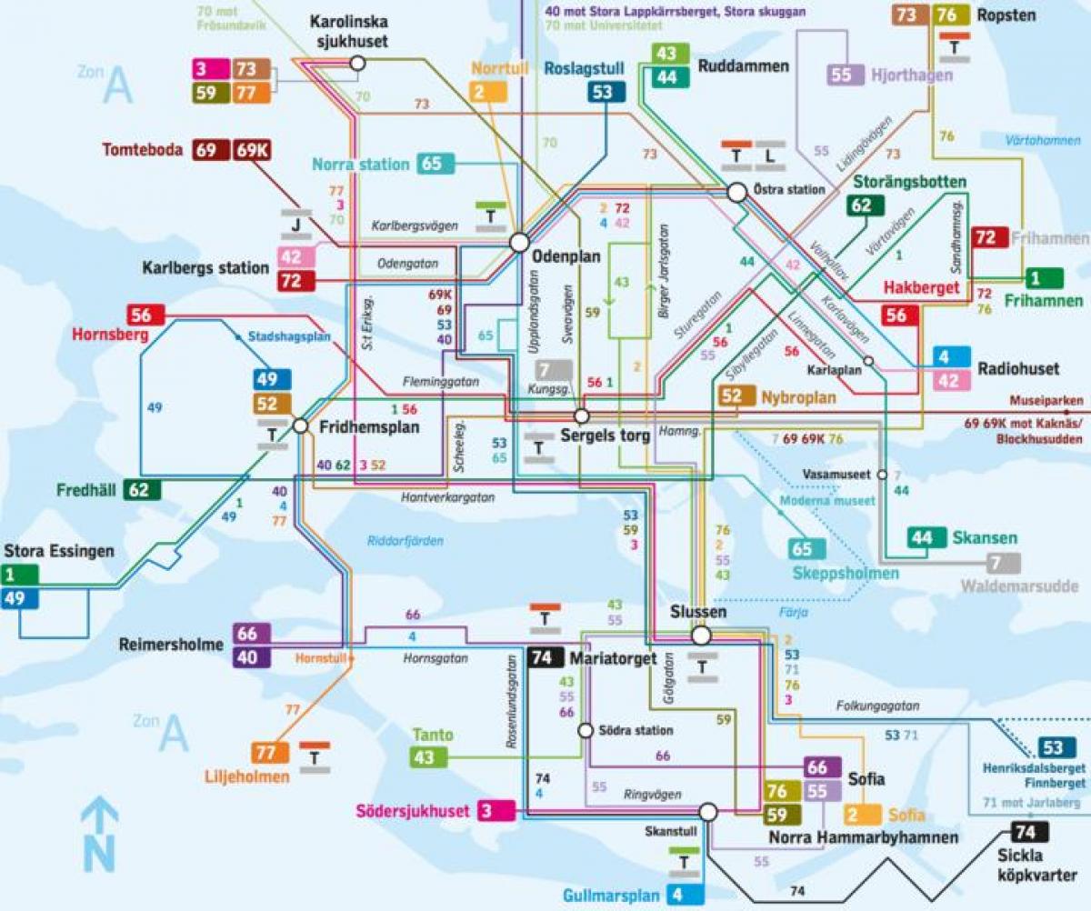 Stockholm autobus lineak mapa