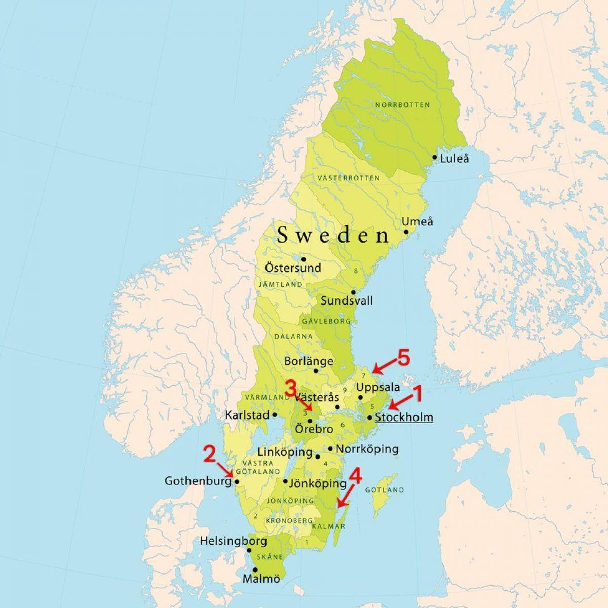 mapa Stockholm hondartzak