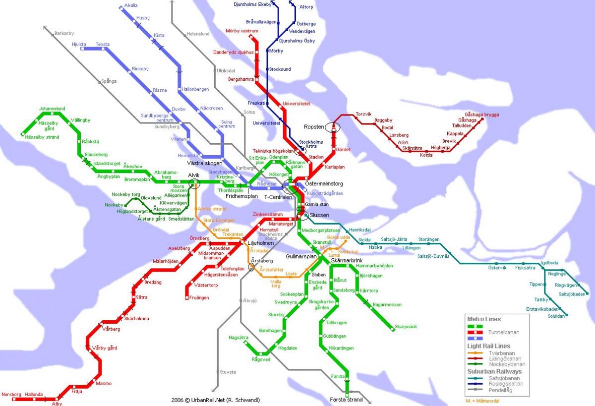 mapa Stockholm metro geltokia